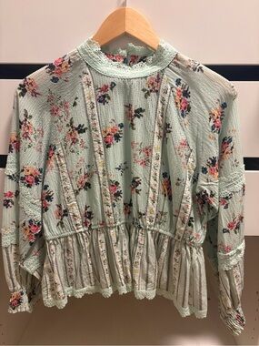 Hemant & Nandita Floral Lace Boho Blouse Size M | Anthropologie